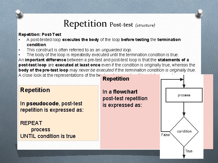 Repetition Post-test (structure) Repetition: Post-Test • A post-tested loop executes the body of the Repetition Post-test (structure) Repetition: Post-Test • A post-tested loop executes the body of the