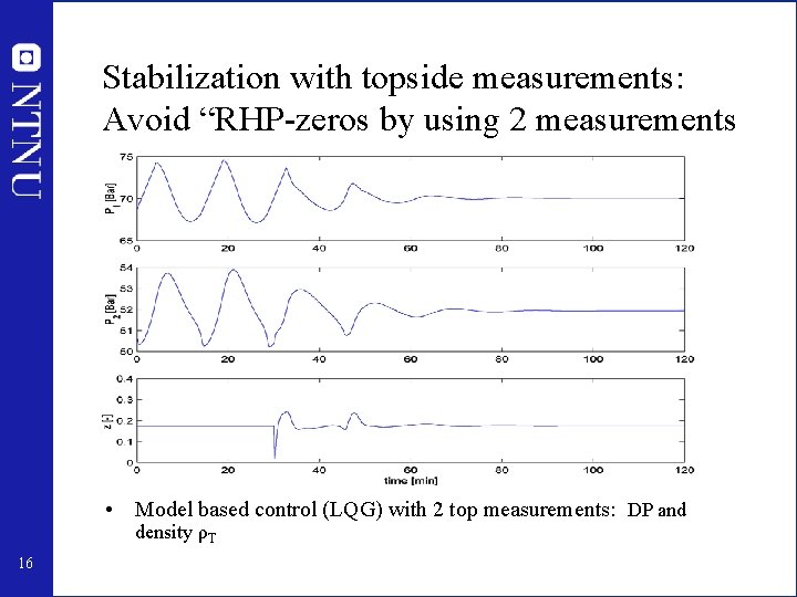 Stabilization with topside measurements: Avoid “RHP-zeros by using 2 measurements • Model based control