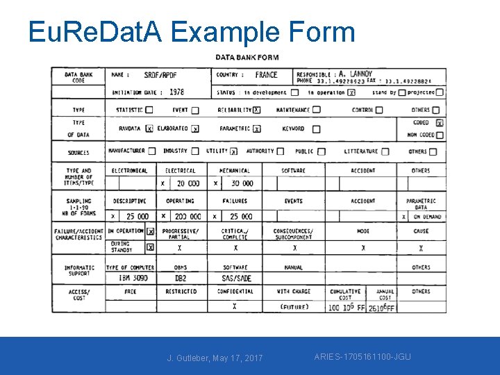 Eu. Re. Dat. A Example Form J. Gutleber, May 17, 2017 ARIES-1705161100 -JGU 