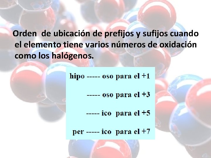 Orden de ubicación de prefijos y sufijos cuando el elemento tiene varios números de