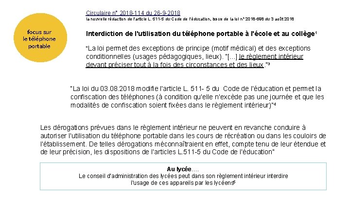 Circulaire n° 2018 -114 du 26 -9 -2018 la nouvelle rédaction de l'article L.