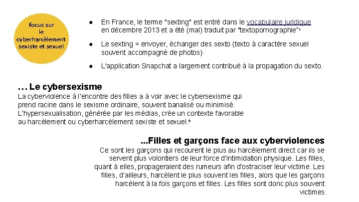 focus sur le cyberharcèlement sexiste et sexuel ● En France, le terme "sexting" est
