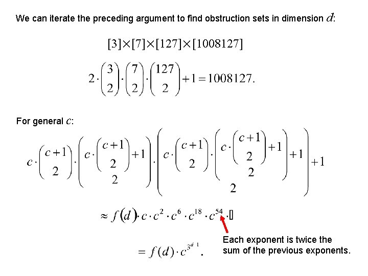 We can iterate the preceding argument to find obstruction sets in dimension d: [3]