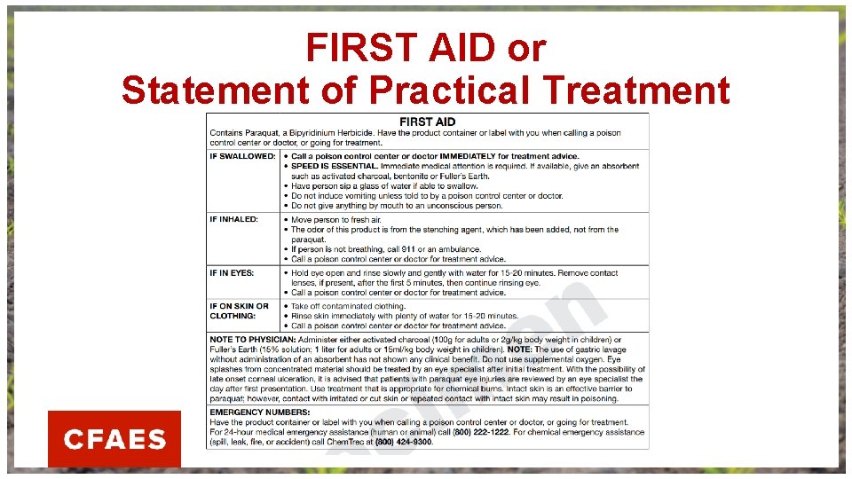 FIRST AID or Statement of Practical Treatment 