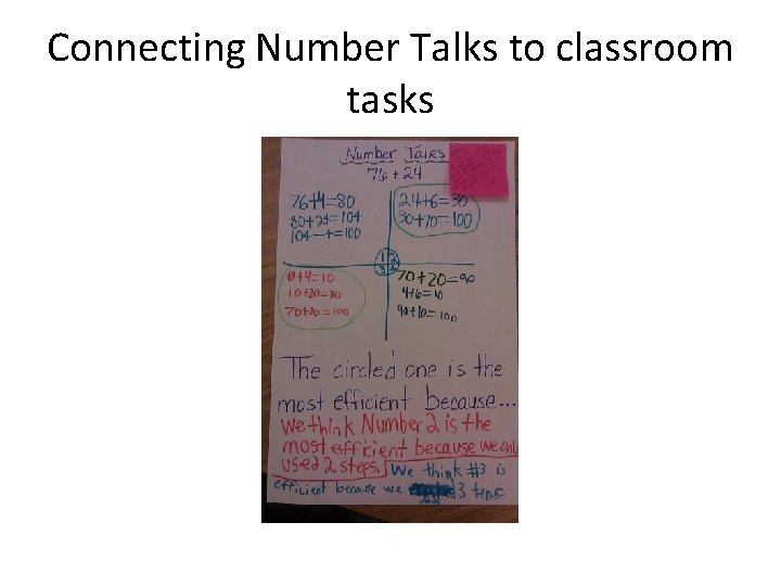 Connecting Number Talks to classroom tasks Connecting Number Talks to classroom tasks