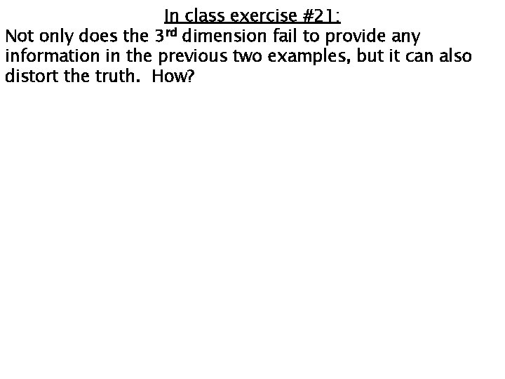 In class exercise #21: Not only does the 3 rd dimension fail to provide