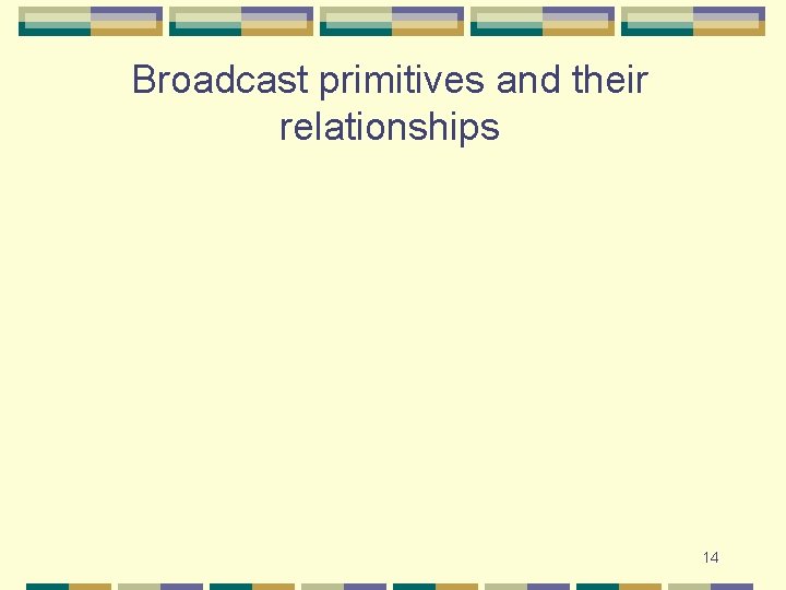 Broadcast primitives and their relationships 14 