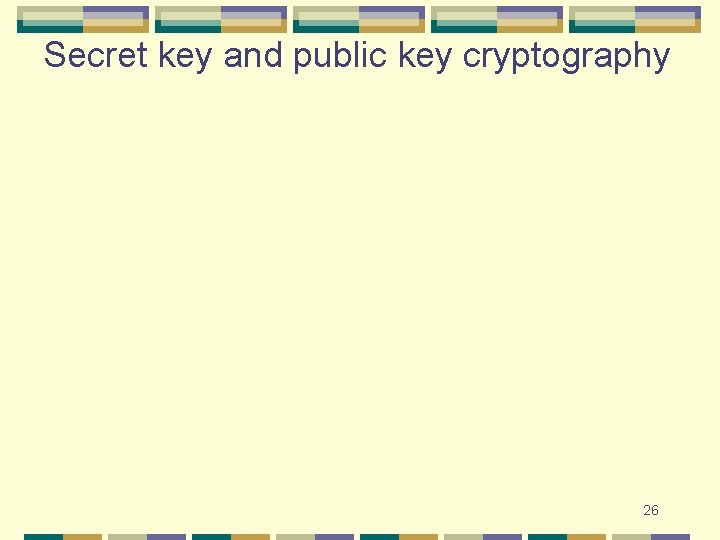 Secret key and public key cryptography 26 