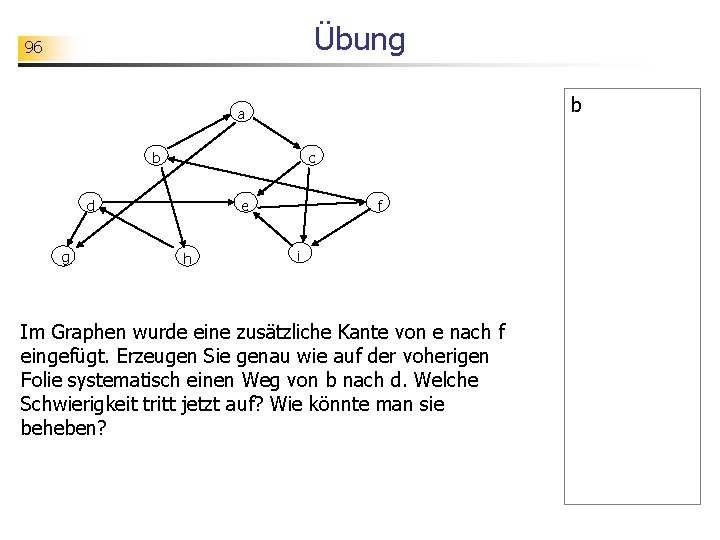 Übung 96 b a b c d g e h f i Im Graphen