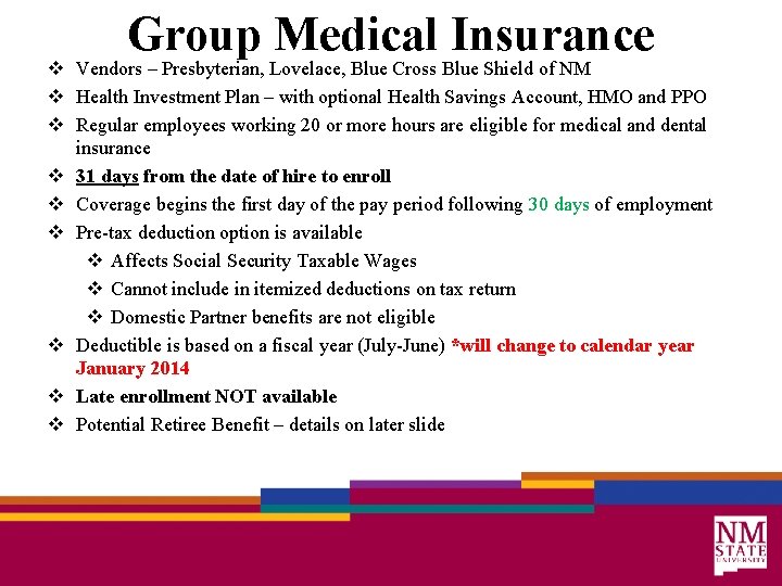 Group Medical Insurance v Vendors – Presbyterian, Lovelace, Blue Cross Blue Shield of NM
