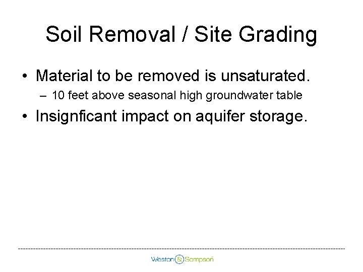 Soil Removal / Site Grading • Material to be removed is unsaturated. – 10
