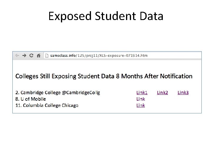 Exposed Student Data 