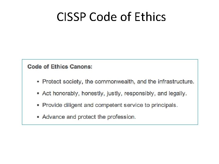CISSP Code of Ethics 