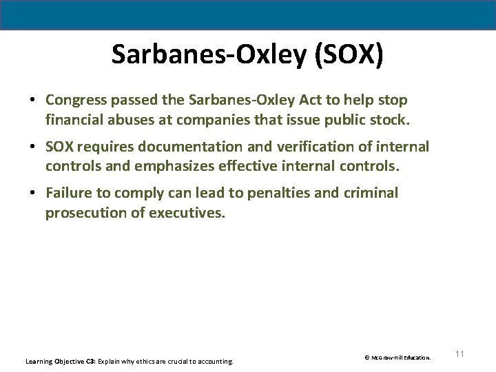 Sarbanes-Oxley (SOX) • Congress passed the Sarbanes-Oxley Act to help stop financial abuses at Sarbanes-Oxley (SOX) • Congress passed the Sarbanes-Oxley Act to help stop financial abuses at