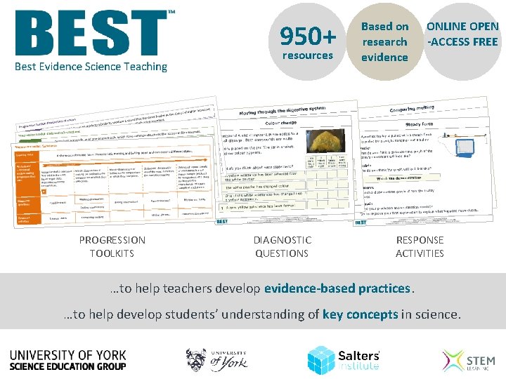 950+ resources PROGRESSION TOOLKITS DIAGNOSTIC QUESTIONS Based on research evidence ONLINE OPEN -ACCESS FREE