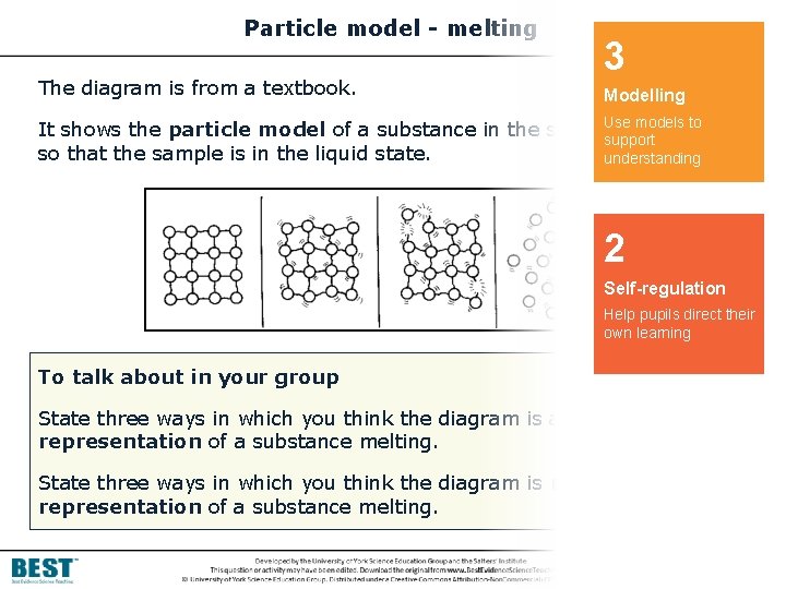 Particle model - melting The diagram is from a textbook. 3 Critiquing a representation