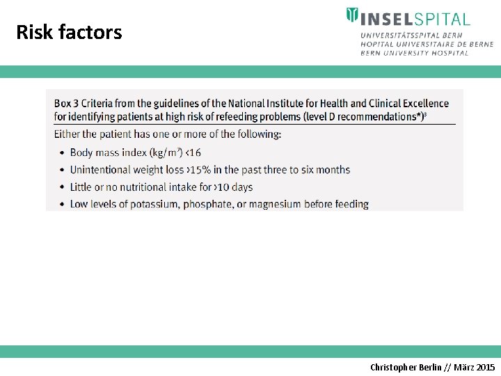 Risk factors Christopher Berlin // März 2015 
