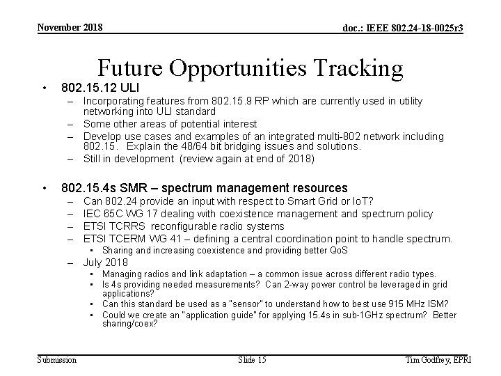 November 2018 • doc. : IEEE 802. 24 -18 -0025 r 3 Future Opportunities