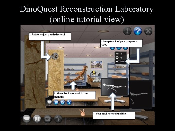 Dino. Quest Reconstruction Laboratory (online tutorial view) 