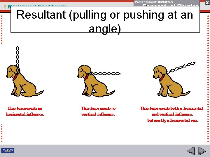 2 Mechanical Equilibrium Resultant (pulling or pushing at an angle) 