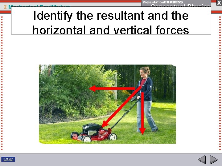 2 Mechanical Equilibrium Identify the resultant and the horizontal and vertical forces 