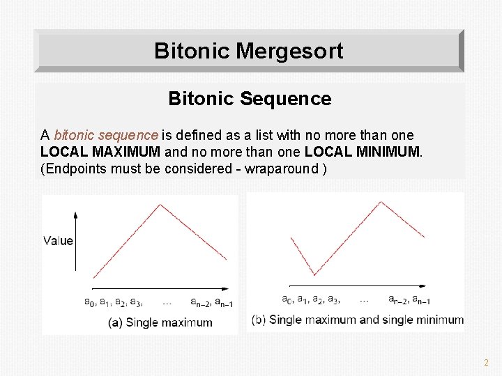 Bitonic Mergesort Bitonic Sequence A bitonic sequence is defined as a list with no Bitonic Mergesort Bitonic Sequence A bitonic sequence is defined as a list with no