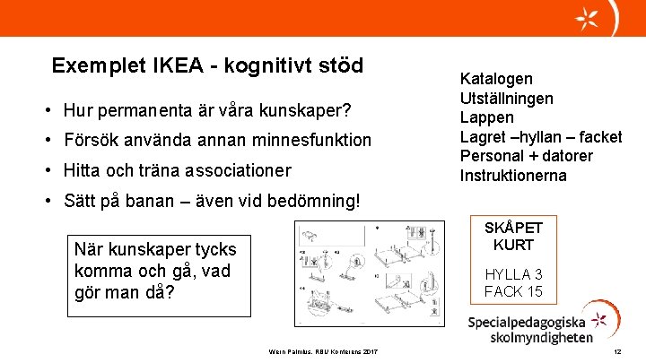 Exemplet IKEA - kognitivt stöd • Hur permanenta är våra kunskaper? • Försök använda