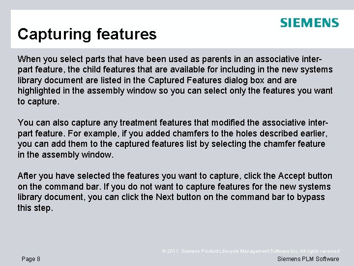 Capturing features When you select parts that have been used as parents in an