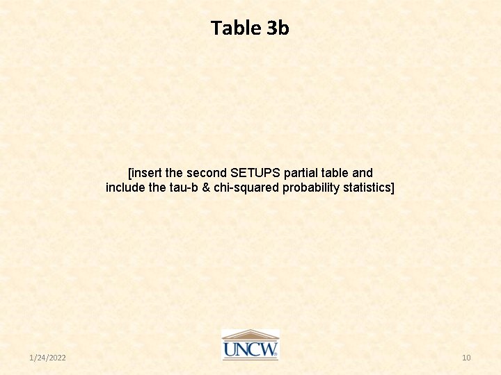 Table 3 b [insert the second SETUPS partial table and include the tau-b &