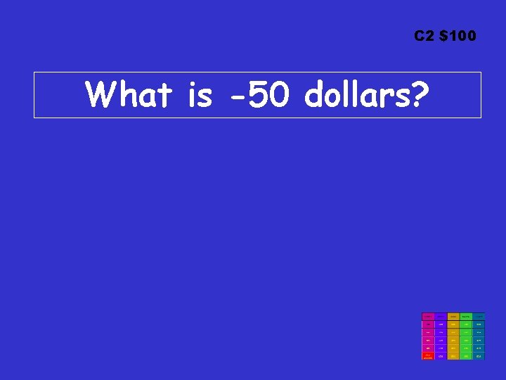 C 2 $100 What is -50 dollars? 