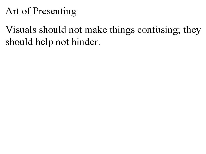 Art of Presenting Visuals should not make things confusing; they should help not hinder.