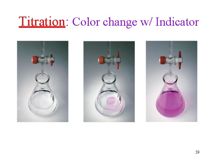 Titration: Color change w/ Indicator 39 