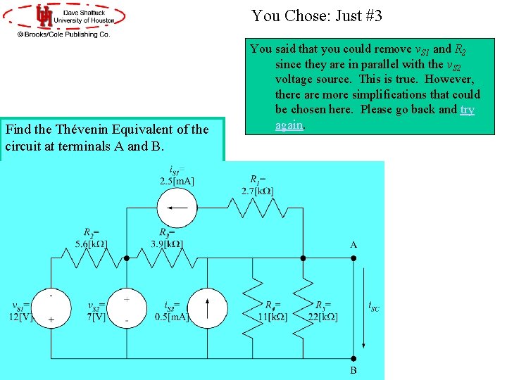 You Chose: Just #3 Find the Thévenin Equivalent of the circuit at terminals A
