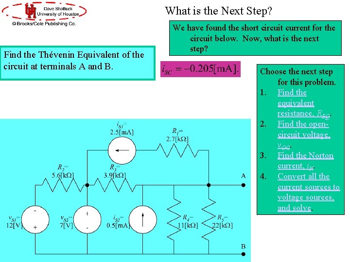 What is the Next Step? Find the Thévenin Equivalent of the circuit at terminals