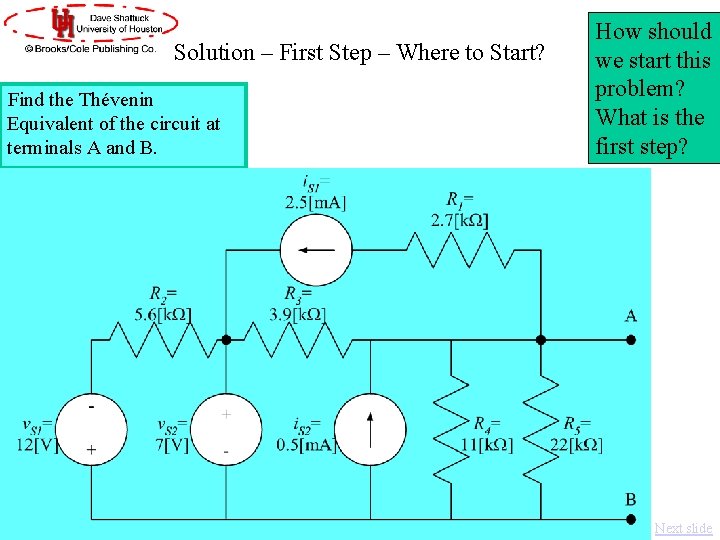 Solution – First Step – Where to Start? Find the Thévenin Equivalent of the