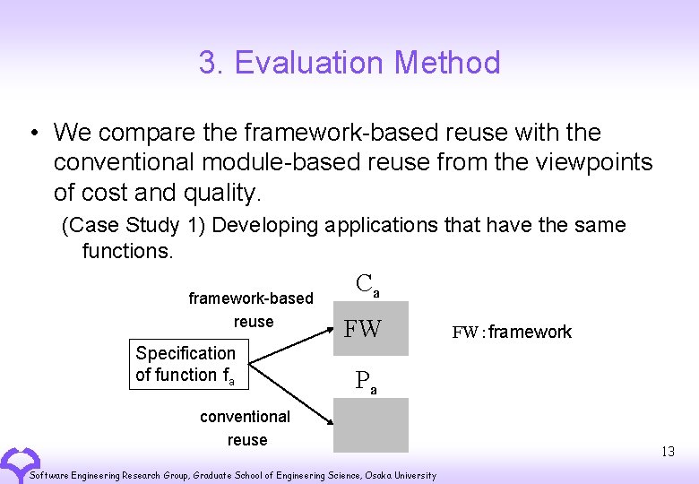 3. Evaluation Method • We compare the framework-based reuse with the conventional module-based reuse