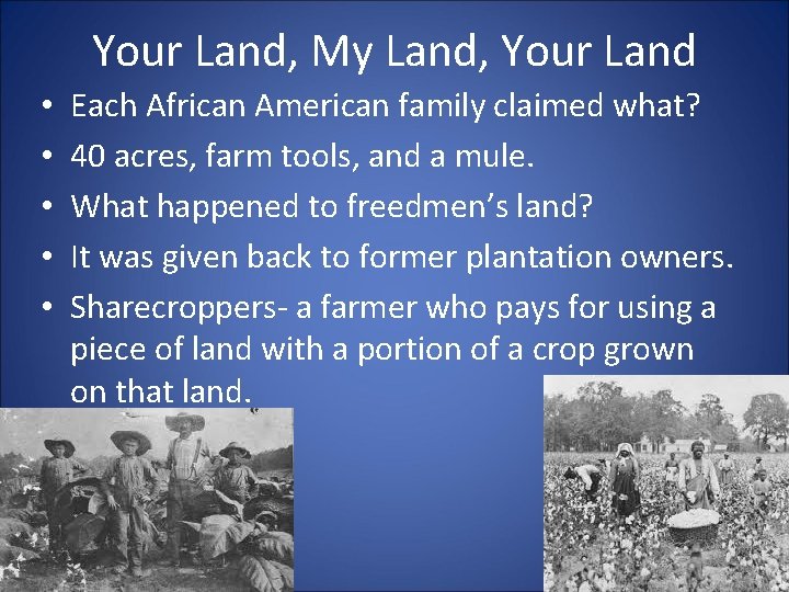 Your Land, My Land, Your Land • • • Each African American family claimed