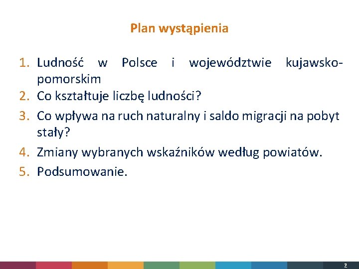 Plan wystąpienia 1. Ludność w Polsce i województwie kujawskopomorskim 2. Co kształtuje liczbę ludności?