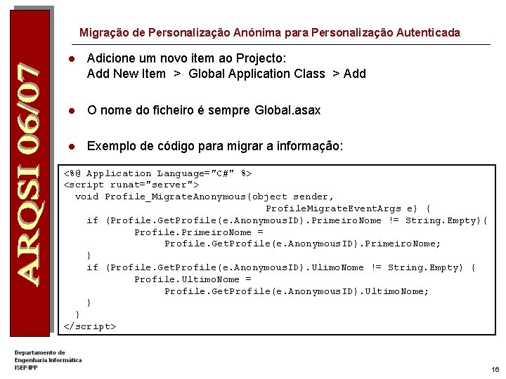 Migração de Personalização Anónima para Personalização Autenticada l Adicione um novo item ao Projecto: