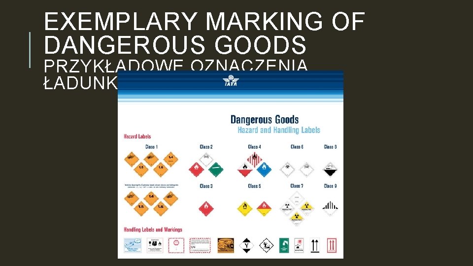 EXEMPLARY MARKING OF DANGEROUS GOODS PRZYKŁADOWE OZNACZENIA ŁADUNKÓW NIEBEZPIECZNYCH 