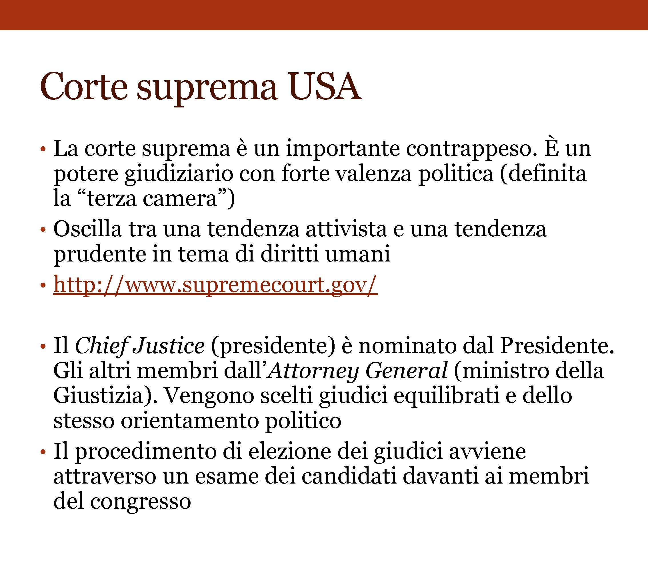 Corte suprema USA • La corte suprema è un importante contrappeso. È un potere