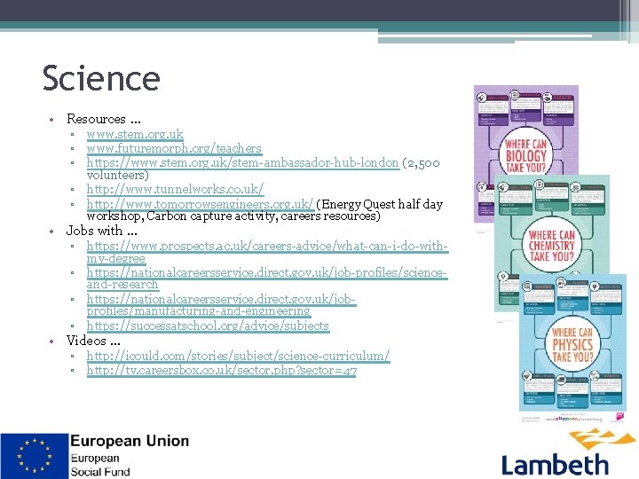 Science • Resources. . . ▫ www. stem. org. uk ▫ www. futuremorph. org/teachers