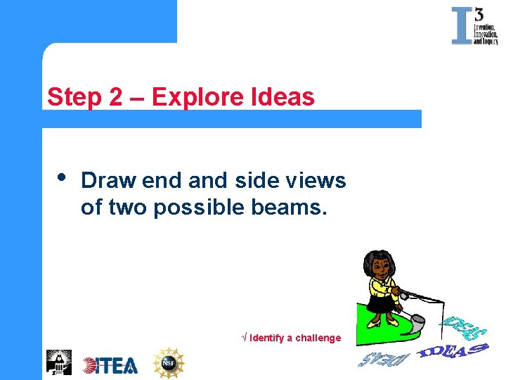 Step 2 – Explore Ideas • Draw end and side views of two possible