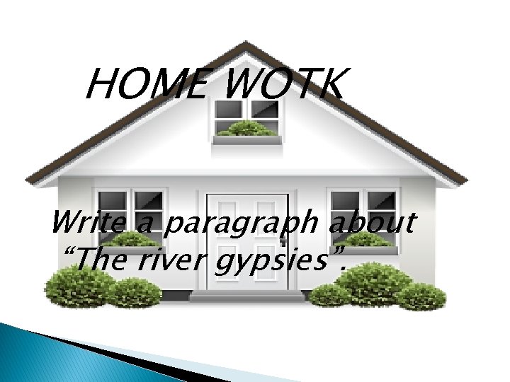 HOME WOTK Write a paragraph about “The river gypsies”. 