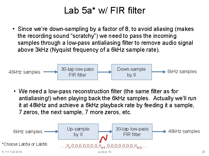 Lab 5 a* w/ FIR filter • Since we’re down-sampling by a factor of