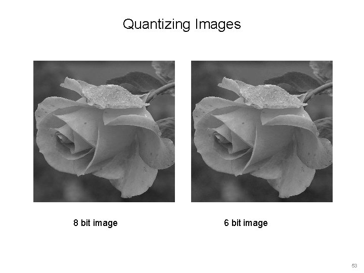 Quantizing Images 8 bit image 6 bit image 53 