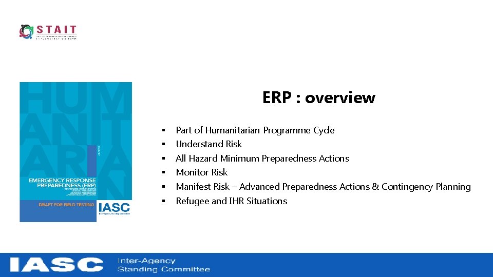 ERP : overview § § § Part of Humanitarian Programme Cycle Understand Risk All