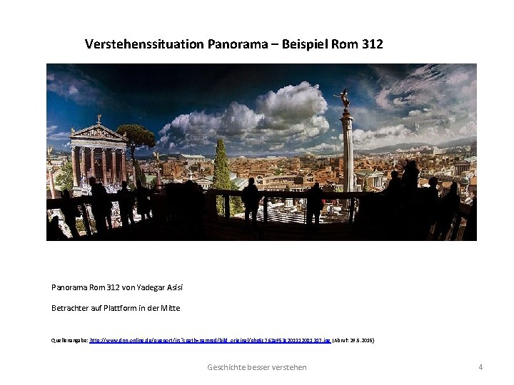 Verstehenssituation Panorama – Beispiel Rom 312 Panorama Rom 312 von Yadegar Asisi Betrachter auf
