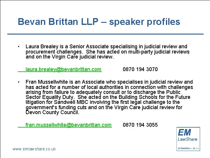 Bevan Brittan LLP – speaker profiles • Laura Brealey is a Senior Associate specialising