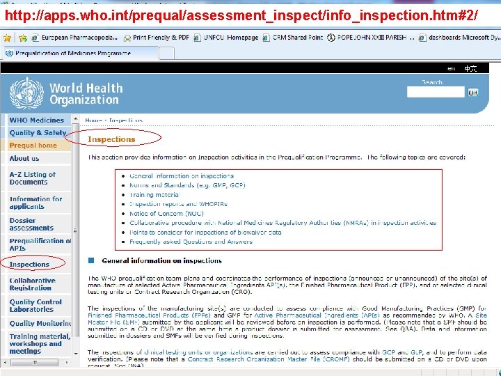http: //apps. who. int/prequal/assessment_inspect/info_inspection. htm#2/ 20 Selected GMP topics for manufacturers and GMP inspectors
